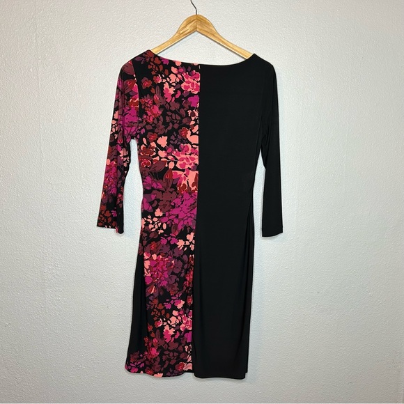 ANNE KLEIN | RUCHED FLORAL LONG SLEEVE DRESS 8 - Picture 3 of 3